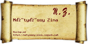 Mátyássy Zina névjegykártya
